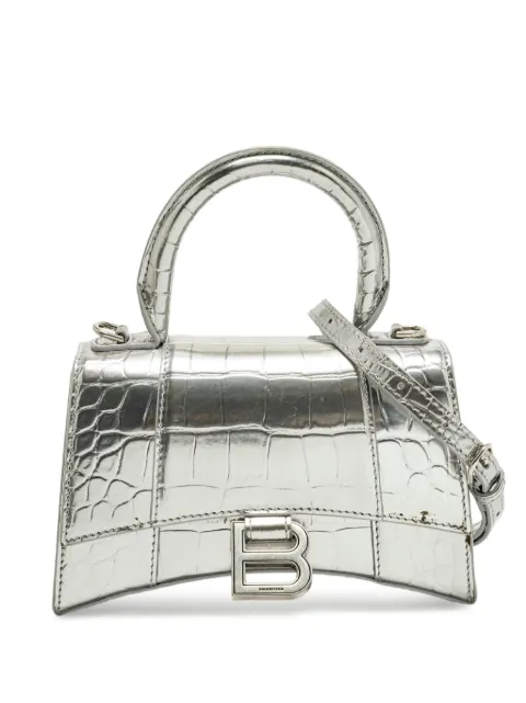 Balenciaga Pre-Owned XS Hourglass croc-embossed tote bag Silver 1304131