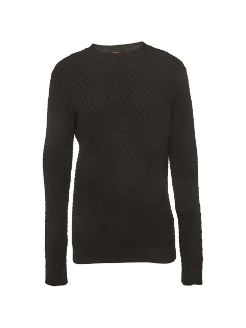 BOSS GREEN HUGO BOSS basket-knit crew-neck sweater Black 1304773