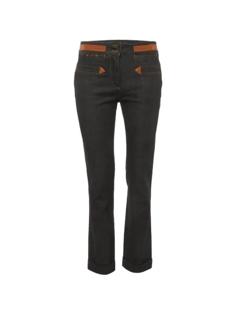 Dolce & Gabbana Pre-Owned leather-trim straight-leg jeans Grey 1315959