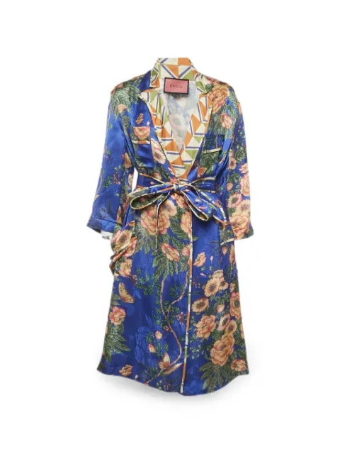 Gucci Pre-Owned floral-print silk robe Blue 1277849