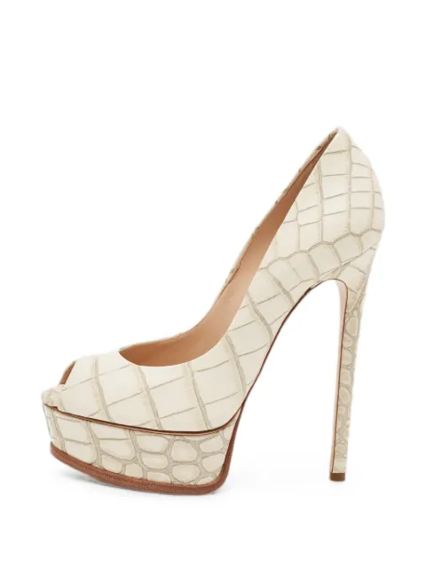 Casadei croc-embossed platform sandals Neutrals 1324289