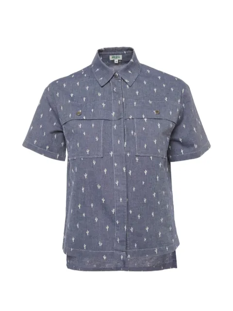 Kenzo Pre-Owned cactus-print chambray shirt Blue 1333018