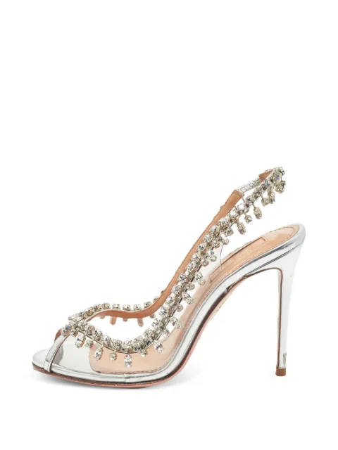 Aquazzura Temptation crystal-embellished slingback pumps White 1358447