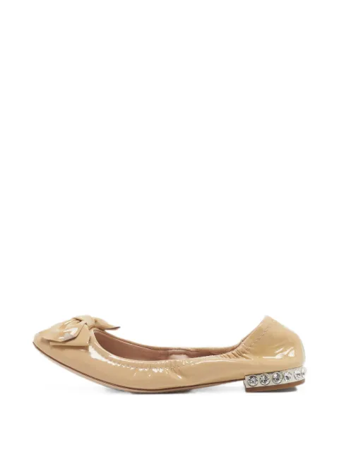 Miu Miu Pre-Owned bow crystal ballet flats Neutrals 1343076