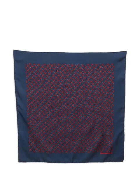 Hermès Pre-Owned horseshoe-print pocket square Blue 1280530