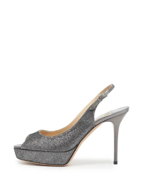 Jimmy Choo Pre-Owned Nova peep-toe slingback heeled sandals Silver 1349831