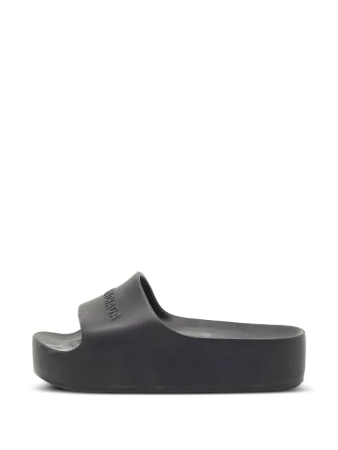 Balenciaga Pre-Owned logo chunky pool slides Black 1340330