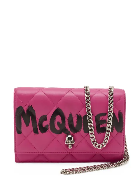 Alexander McQueen Pre-Owned Skull logo quilted clutch bag Pink 1336421