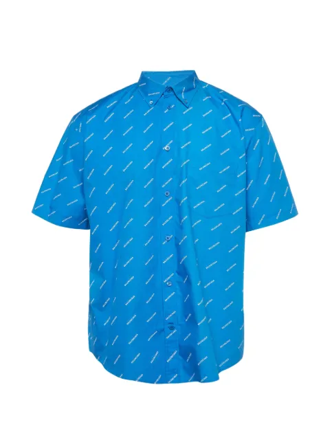 Balenciaga Pre-Owned logo-print short-sleeve shirt Blue 1310755