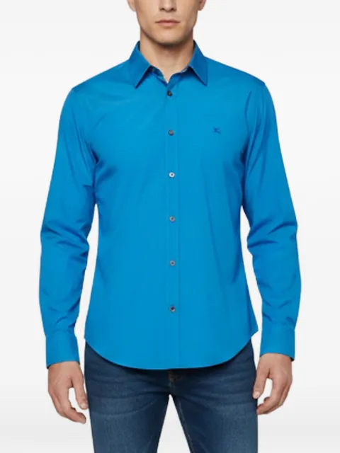 Burberry Pre-Owned logo-embroidered poplin shirt Blue 1360176
