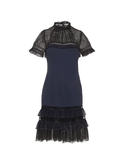 SIMKHAI short-sleeve tulle-layered mini dress Blue 1290429