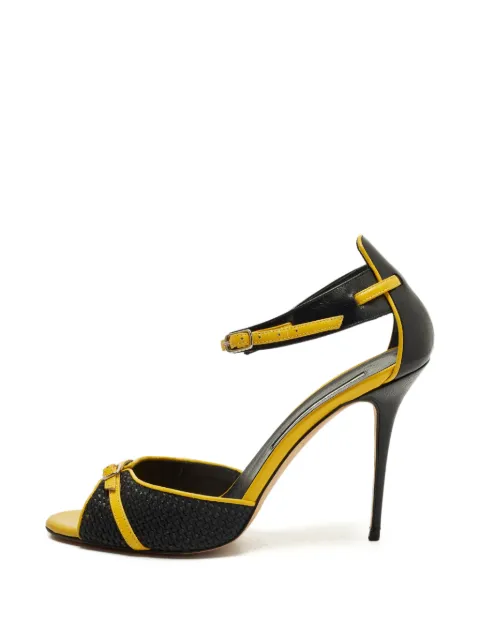 Manolo Blahnik woven ankle-strap sandals Black 1315620