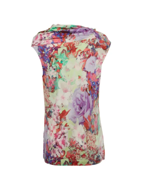Gucci Pre-Owned Elinete cowl-neck floral-print top Green 1346966