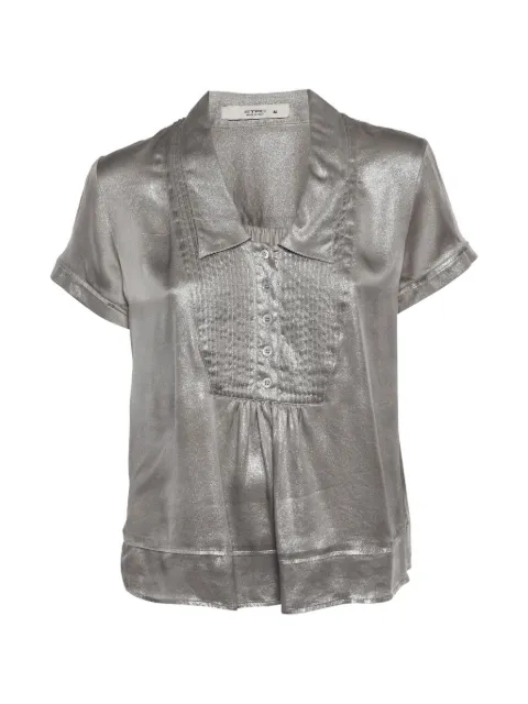 Etro Pre-Owned pintuck V-neck top Grey 1331716