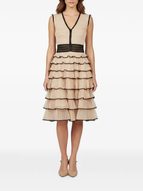 Alexander McQueen Pre-Owned tiered Lurex-knit midi dress Neutrals 1348997