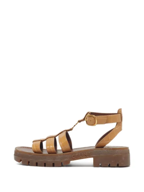 Celine Pre-Owned Triomphe croc-embossed gladiator sandals Brown 1290138