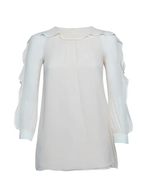Chloé Pre-Owned long-sleeve ruffle-detail chiffon silk blouse Pink 1309328