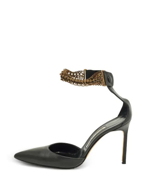 Manolo Blahnik chain-embellished Mary Jane pumps Black 1309695