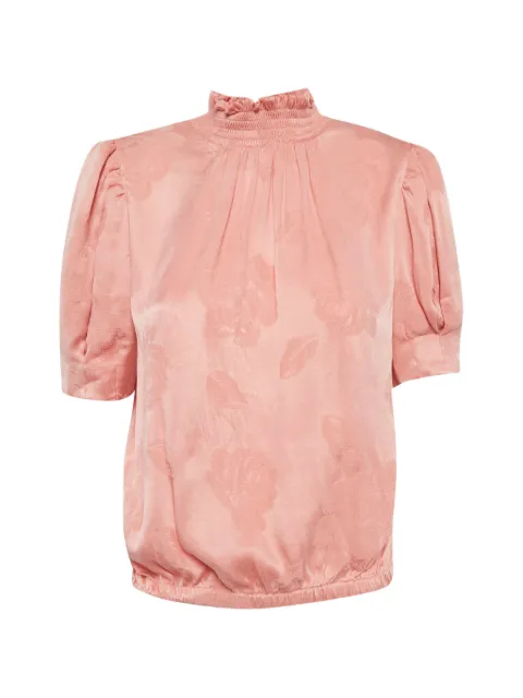 alice + olivia floral-jacquard puff-sleeve blouse Pink 1287223