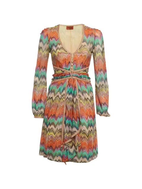 Missoni Pre-Owned zigzag-pattern knit midi dress Orange 1292568