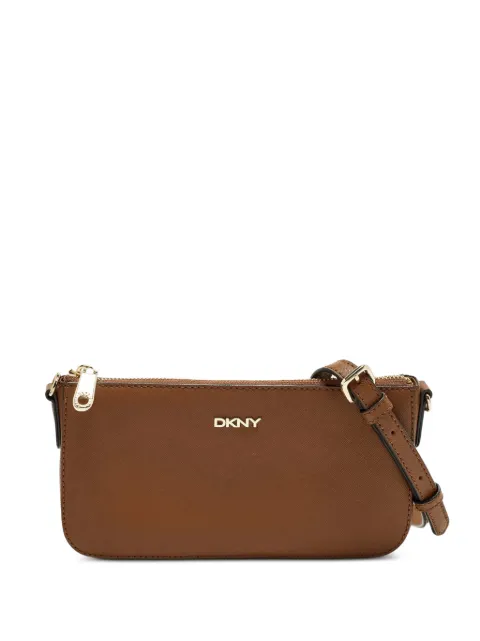 DKNY Vintage zip-top leather cross body bag Brown 1270902