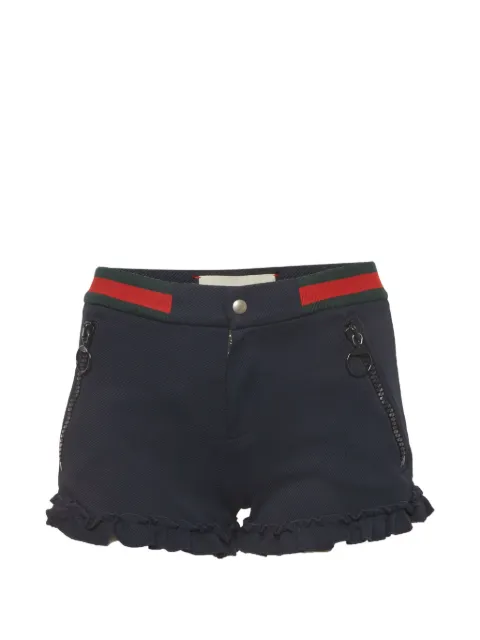 Gucci Pre-Owned Web-stripe ruffle shorts Blue 1330386
