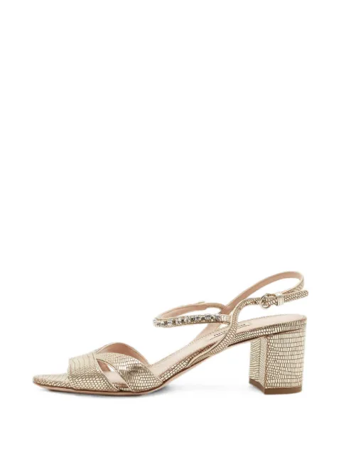 Miu Miu Pre-Owned crystal-embellished lizard-effect sandals Gold 1344480