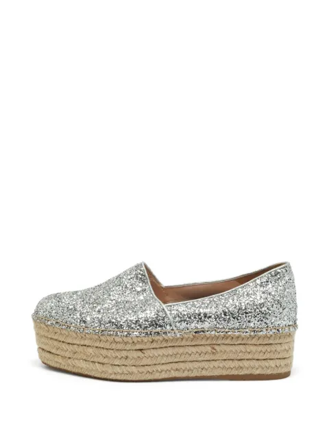 Miu Miu Pre-Owned glitter platform espadrilles Silver 1351254