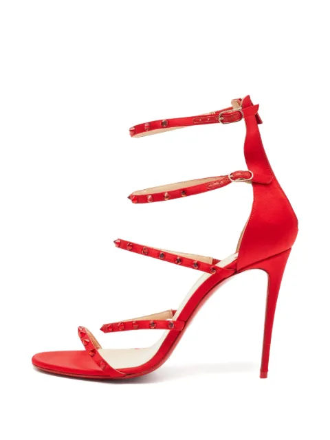 Christian Louboutin Pre-Owned crystal-embellished satin heeled sandals Red 1347125