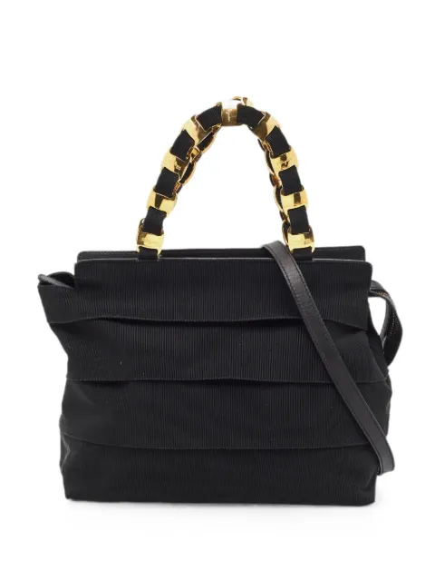 Ferragamo Pre-Owned chain zip tote bag Black 1348116