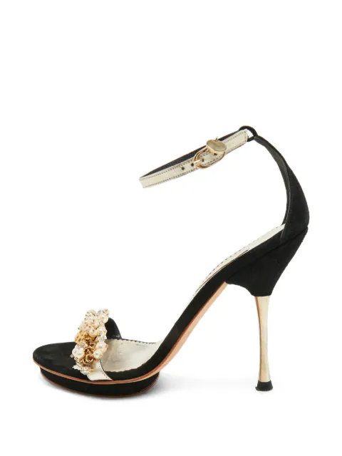 Carolina Herrera Vintage crystal-embellished ankle-strap sandals Black 1363662