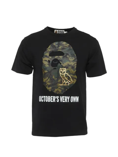 A BATHING APE® x OVO Woodland Camo Ape Head T-shirt Black 1351117