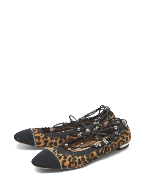 Aquazzura leopard-print tie-fastening ballet flats Neutrals 1277002