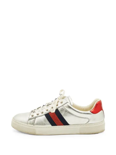 Gucci Pre-Owned Ace Web low-top sneakers Silver 1322855