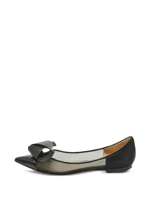 Jimmy Choo Pre-Owned JC-embossed bow ballet flats Black 1294973