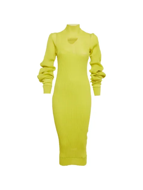 Bottega Veneta Pre-Owned rib-knit keyhole midi dress Yellow 1291459
