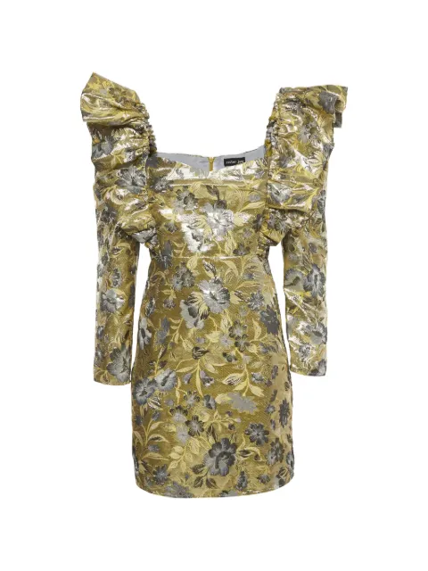 424 floral-pattern jacquard mini dress Gold 1281399