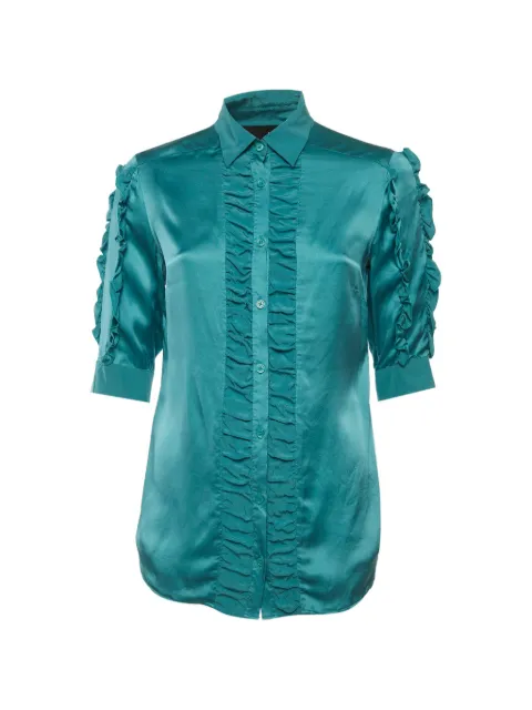 Moschino Pre-Owned ruffled satin shirt Blue 1318935