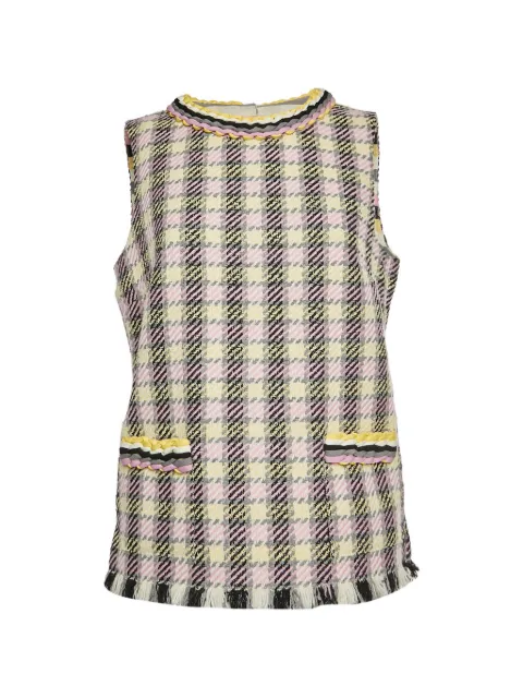 Oscar de la Renta Pre-Owned checked tweed sleeveless top Yellow 1325039