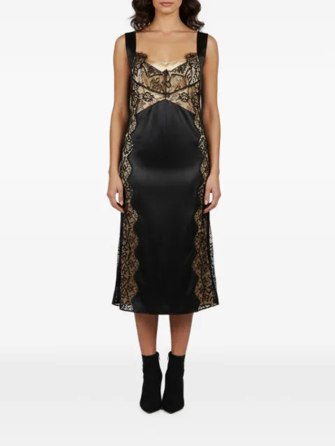 Dolce & Gabbana Pre-Owned lace-panel satin midi dress Black 1350989