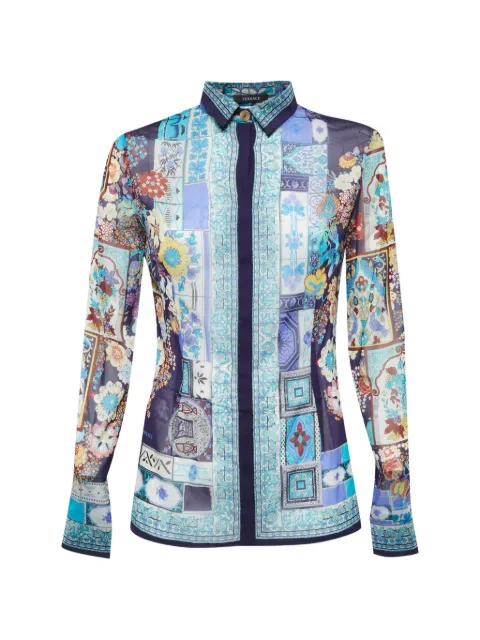 Versace Pre-Owned printed long-sleeve shirt Blue 1315321