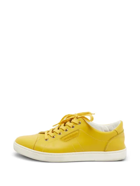 Dolce & Gabbana Pre-Owned logo-detail lace-up leather sneakers Yellow 1334120