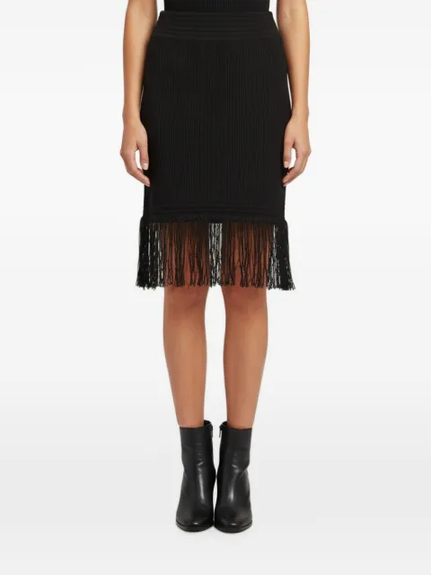 Balmain Pre-Owned rib-knit fringed mini skirt Black 1360743