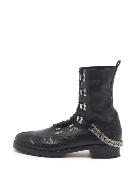 Christian Louboutin Pre-Owned chain-strap-detail combat boots Black 1354003