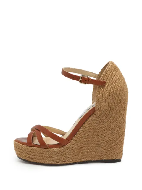 Jimmy Choo Pre-Owned crossover strap wedge sandals Neutrals 1290252