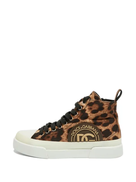 Dolce & Gabbana Pre-Owned Portofino leopard-print sneakers Brown 1330108