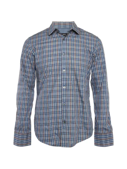 BOSS slim-fit check-print shirt Blue 1332991