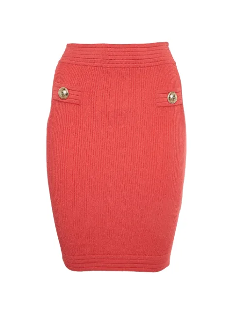 Balmain Pre-Owned ribbed pencil skirt Red 1318903