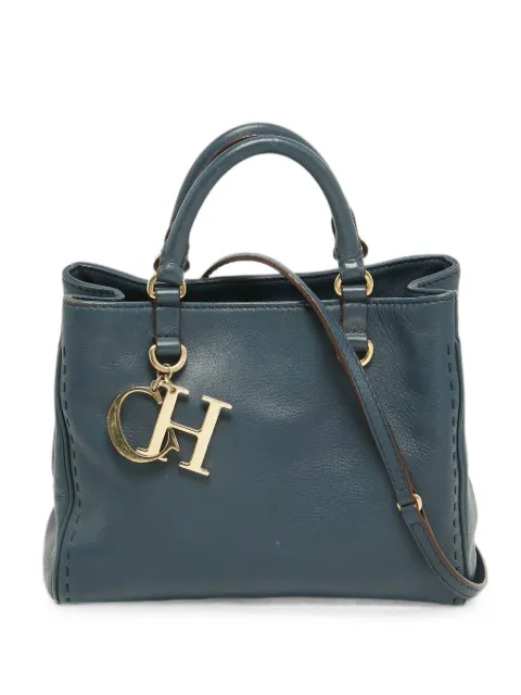 Carolina Herrera Vintage CH charm leather tote bag Blue 1344432