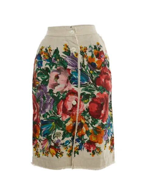 Dolce & Gabbana Pre-Owned floral-print midi skirt Neutrals 1320539